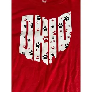 Ohio clothing Women's Red‎ short sleeve Ohio with animal prints shirt size large thumbnail 2