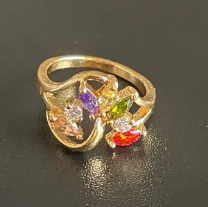 Multicolor stone 18k gold plated ring size 4.5 thumbnail 2
