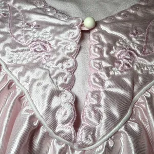 Vintage Jessica Alexander Womens Size XL Pink Satin Nightgown Embroidered Lace thumbnail 9
