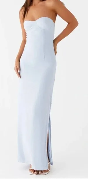 Peppermayo Strapless Esra Linen Maxi Slip Dress Blue 8 thumbnail 1