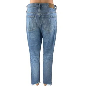 Madewell Perfect Vintage Blue High Waist Frayed Crop Straight Leg Denim Jeans 27 thumbnail 3