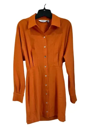 & Other Stories Orange Shirt Mini Dress‎ Long Sleeve Button Front Size 2 NWT thumbnail 1