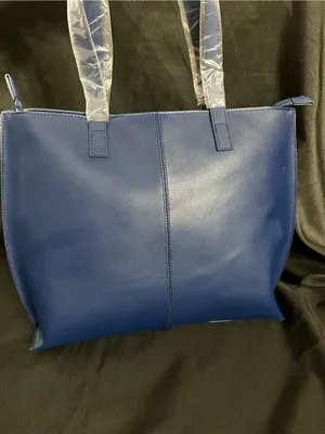 Joy Mangano Leather Structured RFID Navy Blue Tote Bag Women’s Tote NWT thumbnail 2