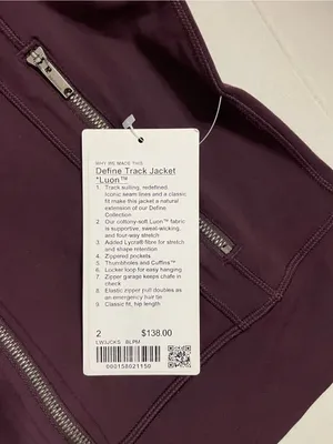 Lululemon NWT Define Track Zip-Up Jacket in Black Plum Purple Lion Size 2 thumbnail 7