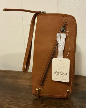 Free People Distressed Vegan Leather Wristlet Wallet thumbnail 1