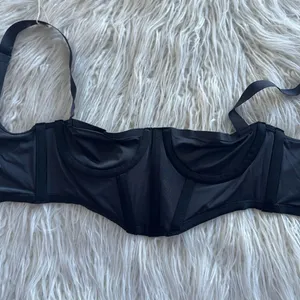 Skims Logo Shine Corset Balconette Bra Onyx Size 32A thumbnail 8