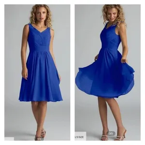 AZAZIE GRACE Royal Blue A-Line‎ Pleated Chiffon Dress Size 6 Bridesmaid Wedding thumbnail 4