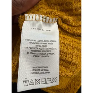 Anthropologie Akemi Mustard Yellow‎ Waffle Knit Surplice Wrap Top Womens Medium thumbnail 5