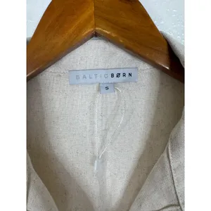Baltic Born Oatmeal Beige Linen Blend Button Front‎ Romper Small AM2680 thumbnail 4