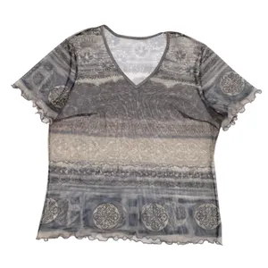 Vintage 90s Y2K Sheer Mesh Top Short Sleeves Lettuce Hem Fairy Grunge Baby Tee thumbnail 1