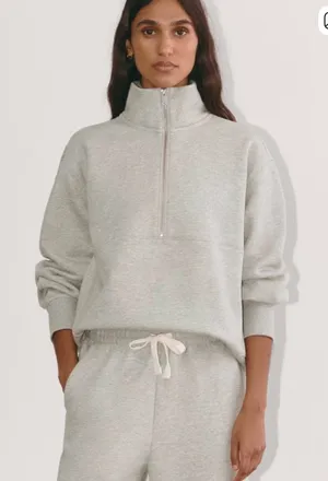 Everlane Gray Sweater High-Collar 1/4 Zip Sweatshirt Small Oversized thumbnail 1