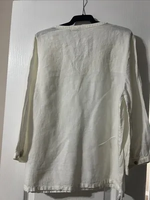 Joie Cream Smocked V-Neck Tunic Top thumbnail 3