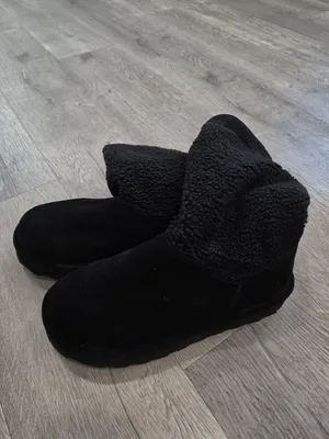 Bearpaw NWT Snuggle Murphy Platform Lo Boots Black Size 11W WIDE sherpa suede thumbnail 9