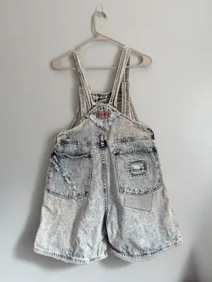 Vintage Kansas Jeans Acid Wash Patchwork Denim Shortalls M thumbnail 6