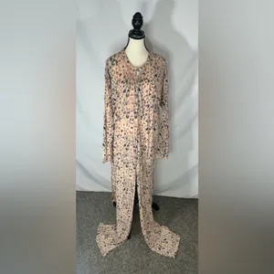 Intimately Free People Cheetah Print Maxed Out Maxi Button Dress Robe Duster Med thumbnail 3