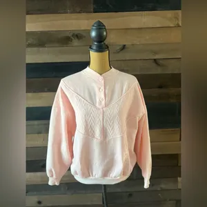 90s Vintage Choices From Gitano Pink Embroidered Crewneck Button Front Sweater thumbnail 5