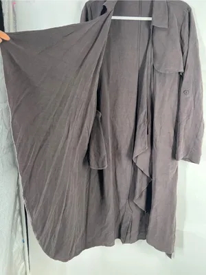 Garnet Hill Silk Linen Lightweight Draped Front Long Topper Coat Size 6 thumbnail 7