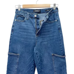 Judy Blue Cargo Wide Leg Jeans Size 7 | 28 High Rise Dark Wash Utility Denim thumbnail 6
