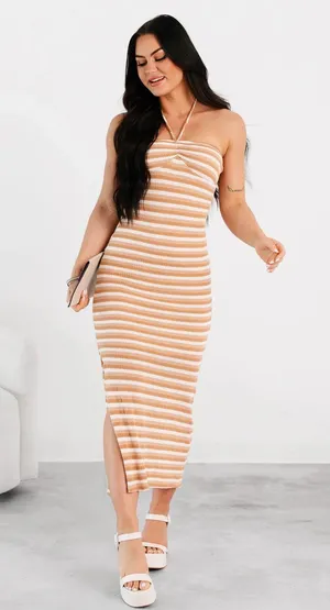 Nana Macs Striped Bodycon Maxi Dress thumbnail 1