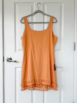 Lulu's Feel the Sunshine Washed Orange Tassel Mini Dress NWT thumbnail 2