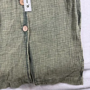 Free People Green‎ Cotton Gauze Button Front Maxi Shirtdress Small OB1546940 thumbnail 4