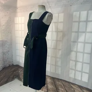 🔥5/$25 sale🔥 Green and Blue colorblock Sleeveless Midi Zip Up Dress Size Small thumbnail 3
