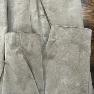 American Vintage Vintage 90s Cream Beige Genuine Leather Suede Button‎ Blazer Coat Womens Medium thumbnail 7