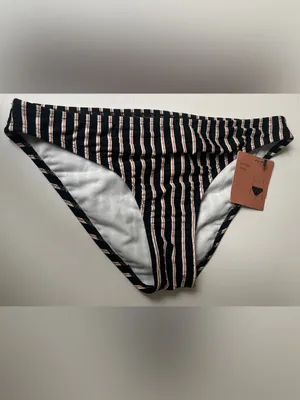 Shade & Shore Low Rise Cheeky Striped Swim Bottoms Small NEW thumbnail 2