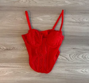 Lace Corset Top Red Size XXS thumbnail 1