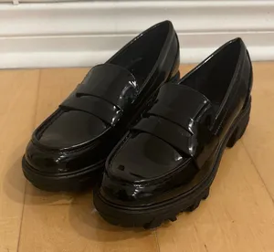 Unisa Glossy Black Loafers for Women thumbnail 1