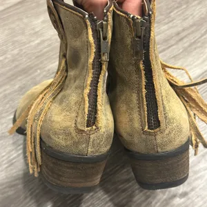 Very Volatile Lookout Fringe‎ Bootie Tan Leather Western Ankle Boots Sz 8.5 Boho thumbnail 4