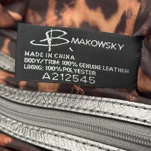 B. Makowsky Metallic Silver Leather Tote‎ Handbag Cheetah Print Lining thumbnail 6