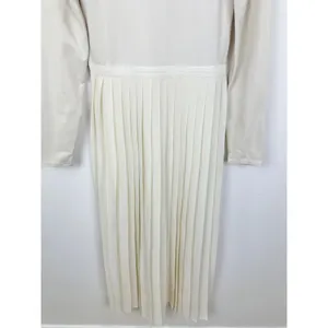 J.Crew Pleated Ballet Maxi Dress Stretch Cotton Natural Long Sleeve Medium NWT thumbnail 9