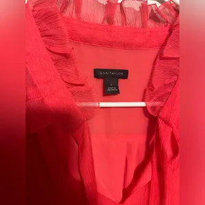 Ann Taylor Pink Sleeveless Ruffle Blouse thumbnail 2