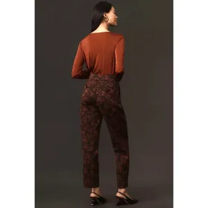 Anthropologie MAEVE Floral Jacquard High-Rise Trousers‎ Pants Tapered Office 2 thumbnail 7