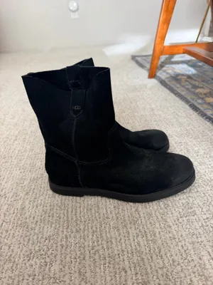 Ugg Josefene black oiled suede flat ankle combat Moto boots 8 thumbnail 5