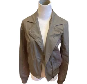 Urban Outfitters Jack Faux Leather Bomber Jacket Moto Taupe M thumbnail 4