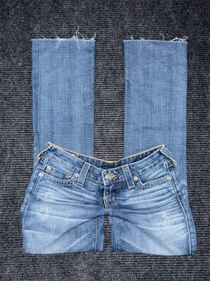 Vintage True Religion Low Rise Bootcut Jeans Sz 28 x 31.5 Raw Hem USA Made Y2K thumbnail 1