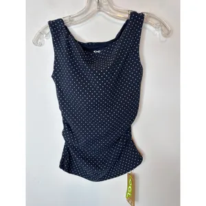 OGL Women Size XS Navy White Polka Dot Boatneck Ruched Bra Top Built-In Pads thumbnail 3