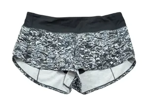 Lululemon Women's Size 8 Speed Up Shorts Black White‎ Abstract Print Running thumbnail 1