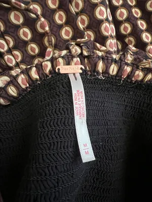 Free People Women’s Star Dip Mini Dress in Black Brown Combo Retro Babydoll Sz M thumbnail 5