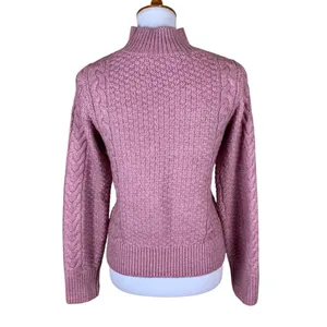Abercrombie And Fitch Pink Cable Knit‎ Turtleneck Sweater Cozy Preppy Small thumbnail 2