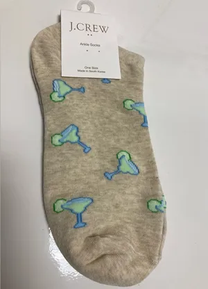 NEW JCrew Women Ankle Socks (martini glass print) thumbnail 1