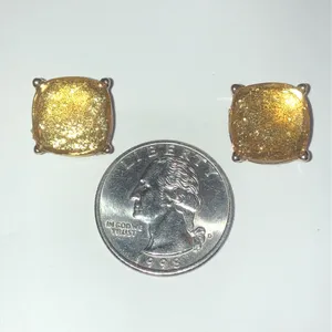 Gold Tone Yellow Shimmer Boho Stud Earrings thumbnail 4