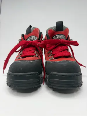 Candie’s Vintage Women’s Size 8.5 Red Leather Hiking Boots Chunky Lug Sole Y2K thumbnail 3