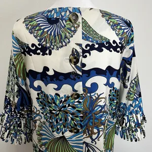 TIBI NEW YORK Colorful silk Tunic‎ blouse under the sea Tropical Resort size 6? thumbnail 4
