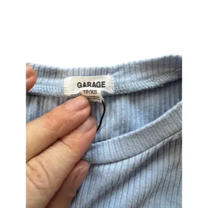 Garage Long Sleeve‎ Size XS Crop Top Light Blue Ribbed Casual thumbnail 3