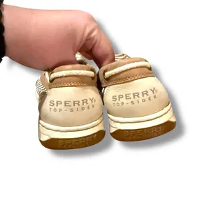 Sperry Angelfish Top Sider Cream & Blue Striped Leather Fabric Boat Shoes Sz 6‎ thumbnail 5