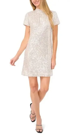 CeCe By Anthropologie Cocktail Mini Sequin Dress New Years Bow Tie Size M thumbnail 1