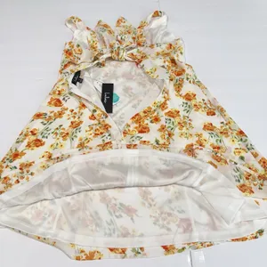 NWT Lulus Yellow Day Date Floral‎ Sleeveless Tie Back Mini Dress Size LARGE thumbnail 9